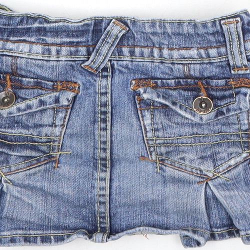 It Jeans Girls Blue Cotton Mini Skirt Size 4 Years Regular Zip