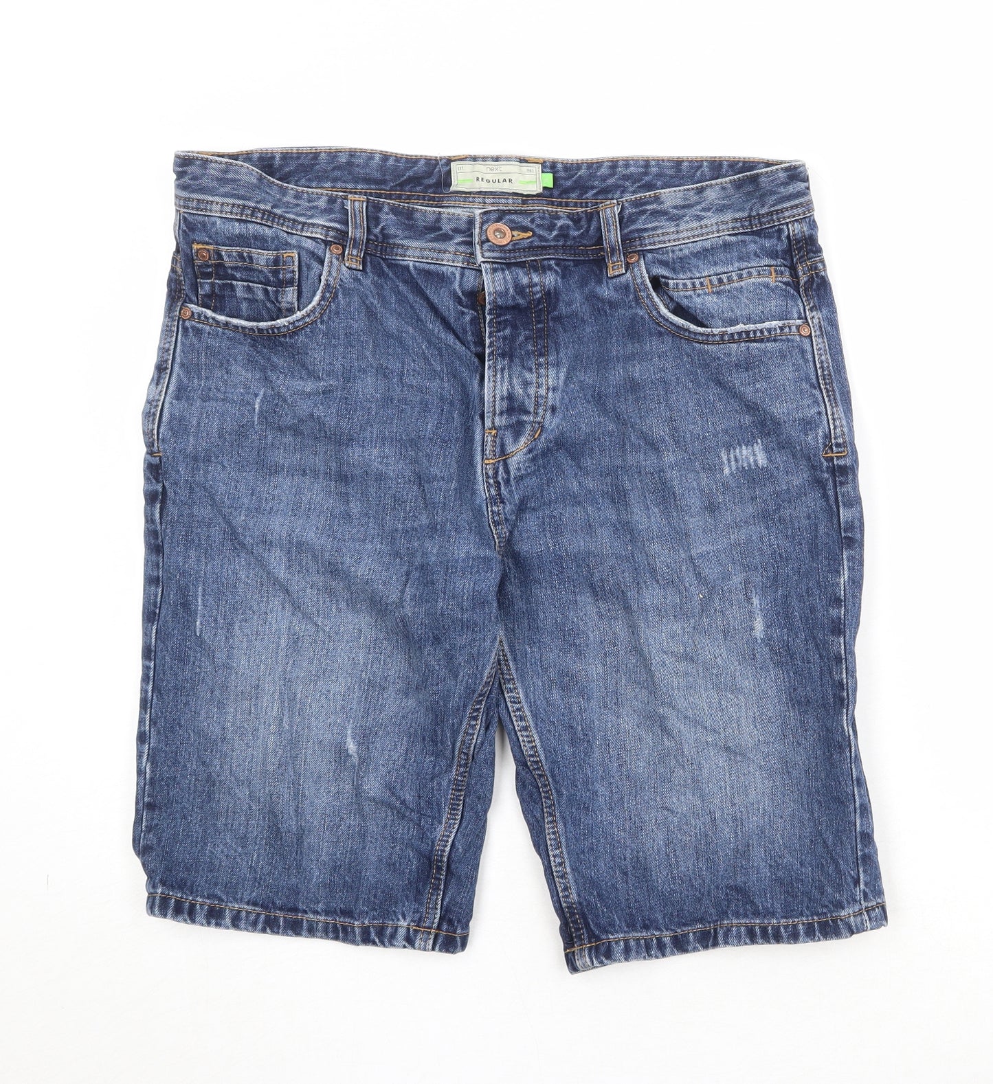NEXT Mens Blue Cotton Chino Shorts Size 36 in Regular Button
