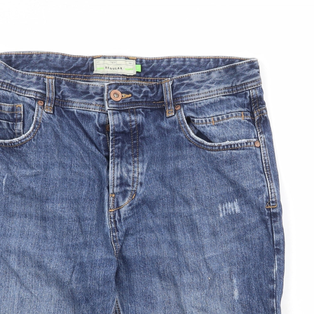 NEXT Mens Blue Cotton Chino Shorts Size 36 in Regular Button