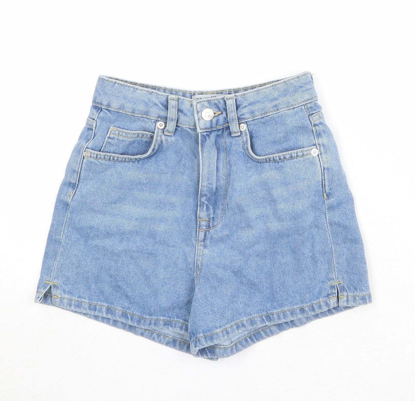 New Look Girls Blue Polyester Mom Shorts Size 11 Years Regular Zip
