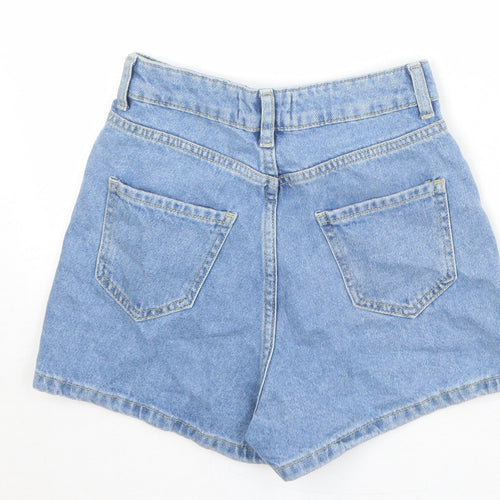New Look Girls Blue Polyester Mom Shorts Size 11 Years Regular Zip
