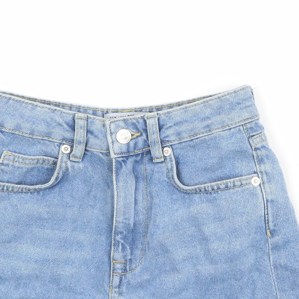 New Look Girls Blue Polyester Mom Shorts Size 11 Years Regular Zip