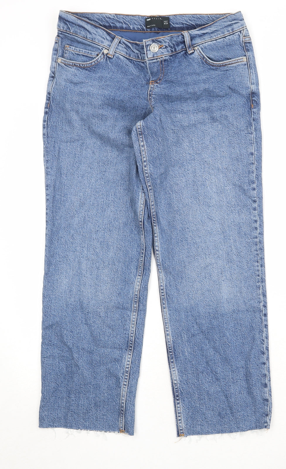 ASOS Womens Blue Cotton Straight Jeans Size 12 Regular Zip