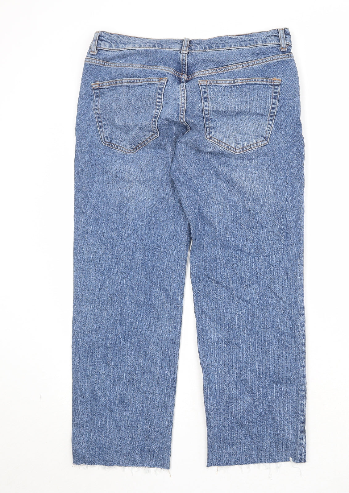 ASOS Womens Blue Cotton Straight Jeans Size 12 Regular Zip
