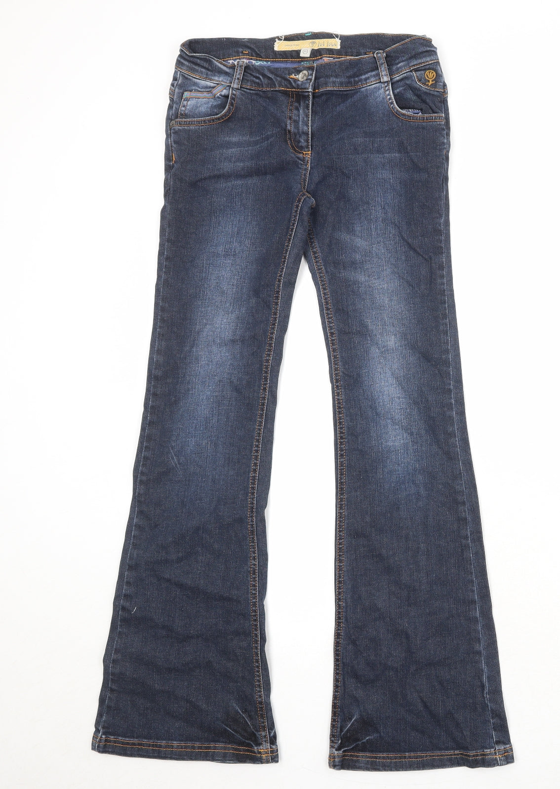 Fat Face Girls Blue Cotton Bootcut Jeans Size 12 Years Regular Zip