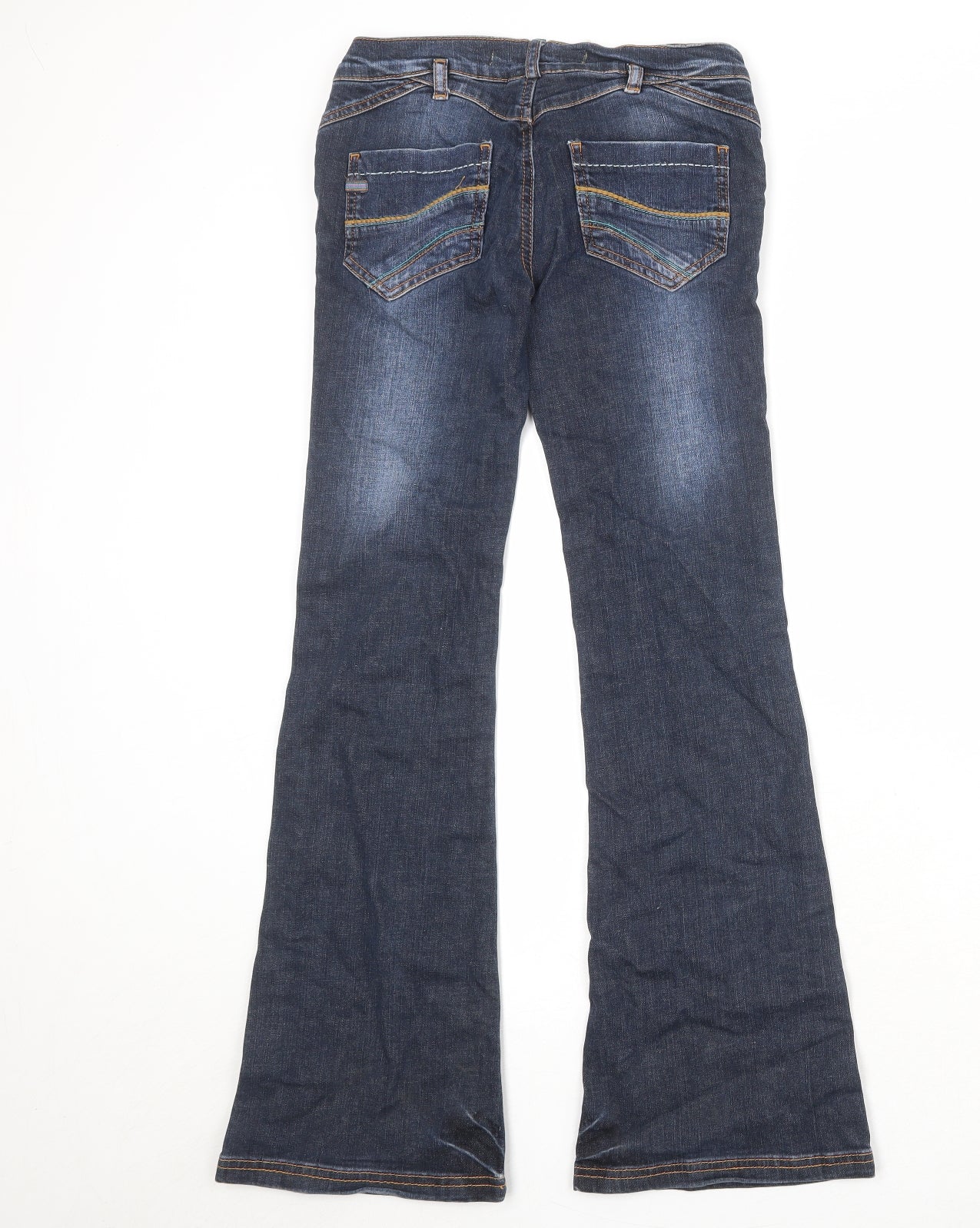 Fat Face Girls Blue Cotton Bootcut Jeans Size 12 Years Regular Zip