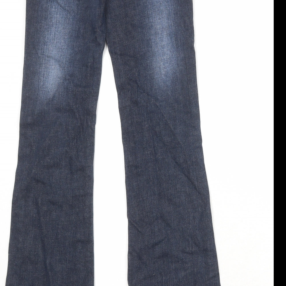 Fat Face Girls Blue Cotton Bootcut Jeans Size 12 Years Regular Zip