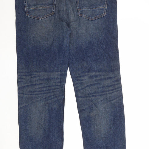 St Michael Mens Blue Cotton Straight Jeans Size 38 in Regular Zip