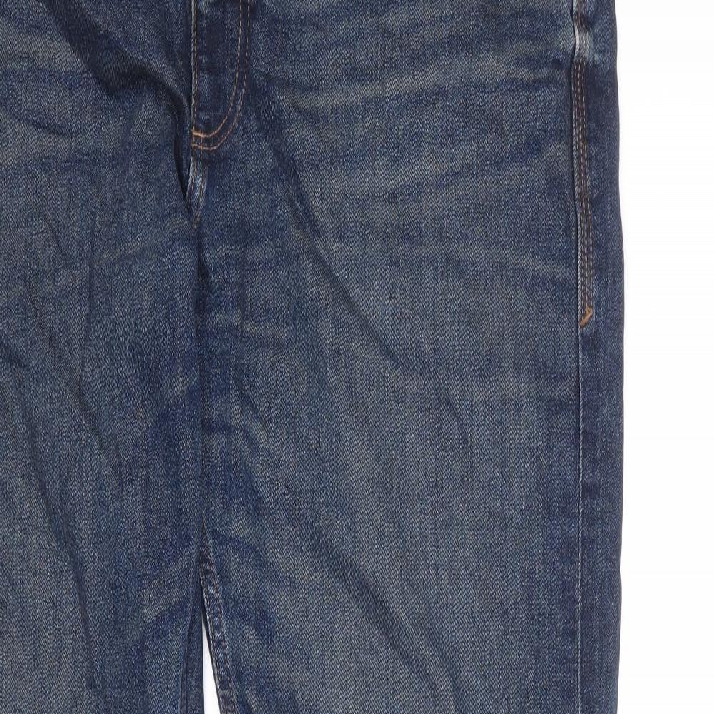 St Michael Mens Blue Cotton Straight Jeans Size 38 in Regular Zip