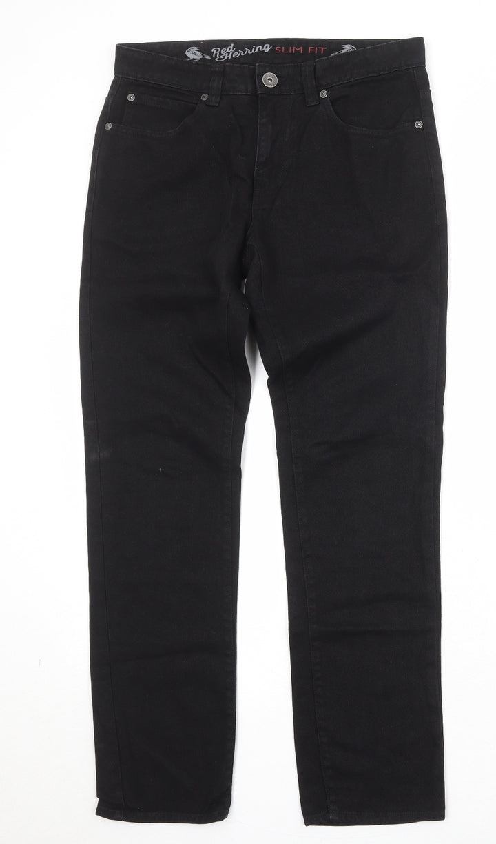 Red Herring Womens Black Cotton Skinny Jeans Size 30 in Slim Zip