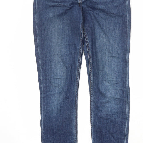 H&M Womens Blue Cotton Skinny Jeans Size 8 Regular Zip