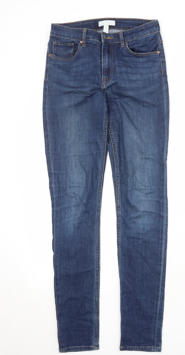 H&M Womens Blue Cotton Skinny Jeans Size 8 Regular Zip