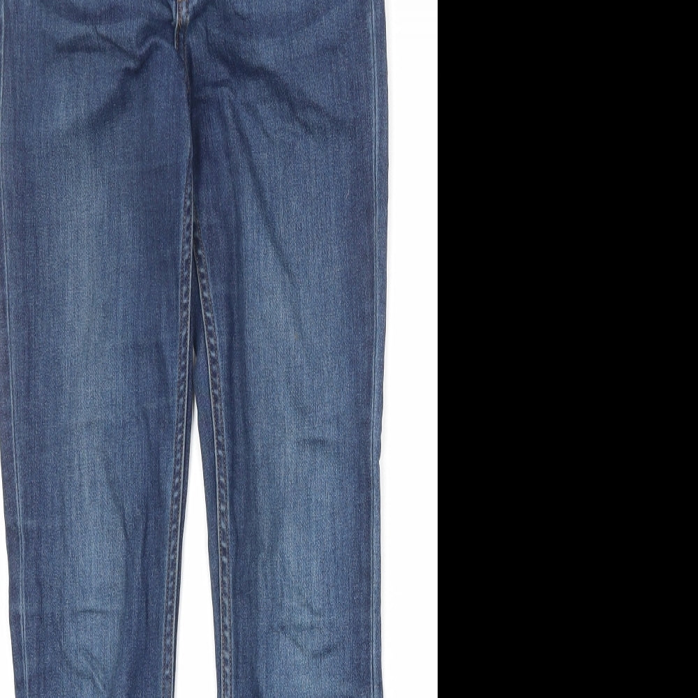 H&M Womens Blue Cotton Skinny Jeans Size 8 Regular Zip
