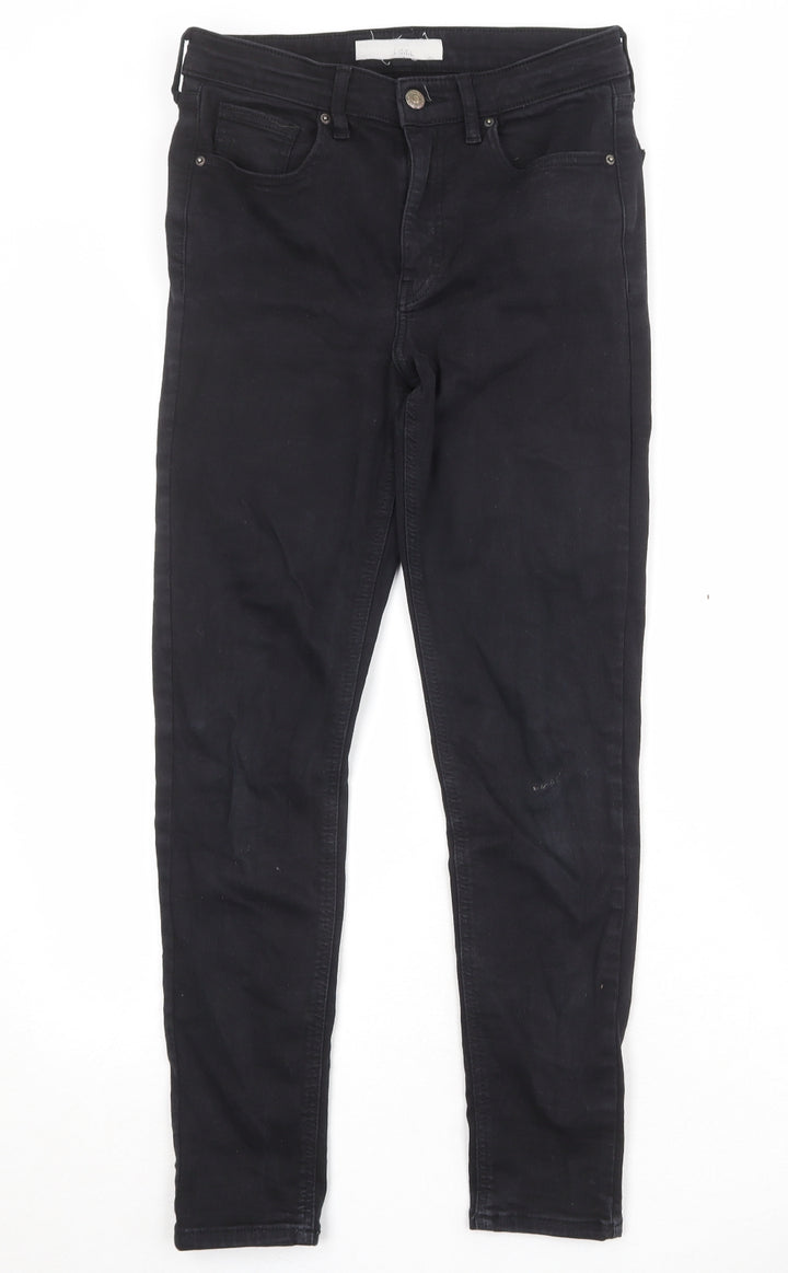 Topshop Womens Black Cotton Skinny Jeans Size 28 Regular Zip