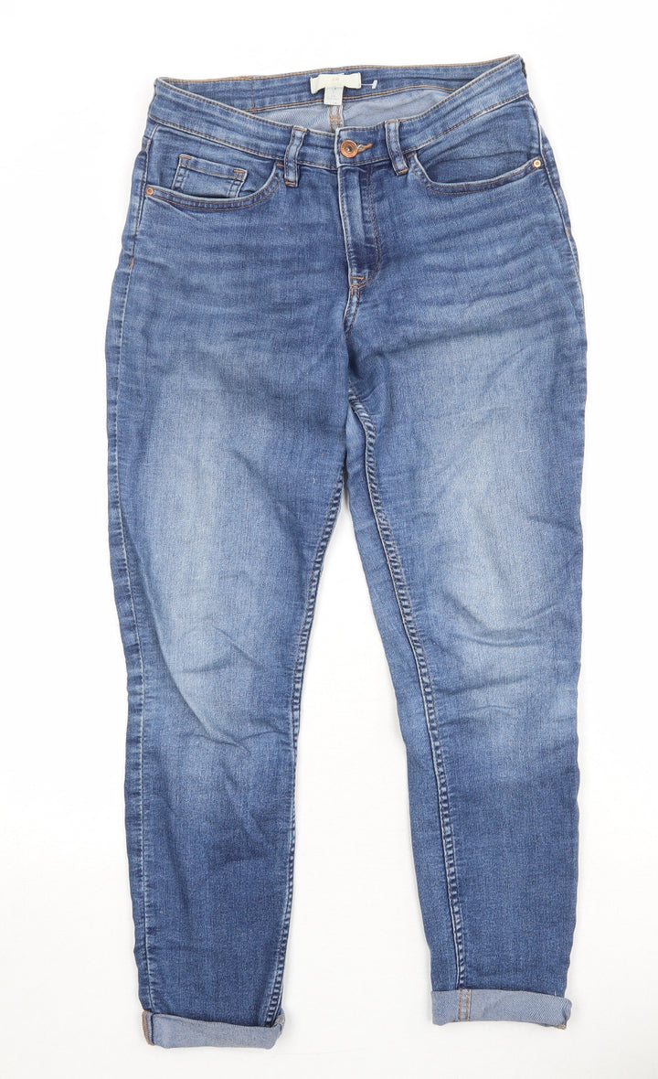 H&M Womens Blue Cotton Skinny Jeans Size 6 Regular Zip