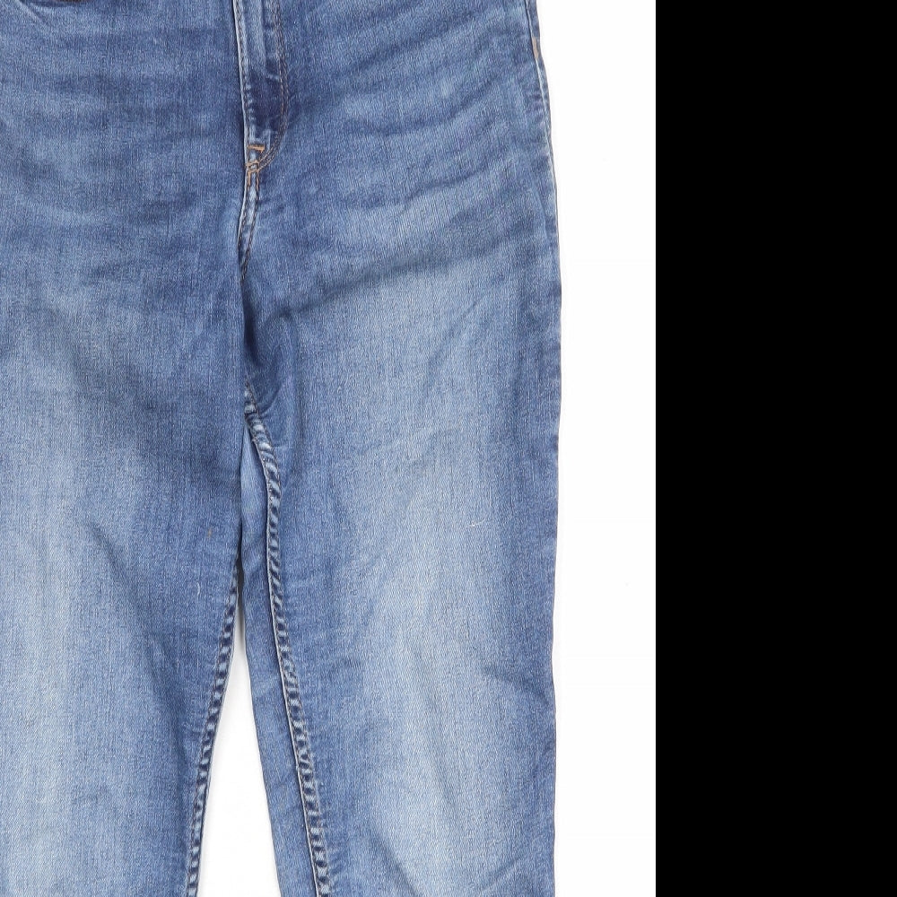H&M Womens Blue Cotton Skinny Jeans Size 6 Regular Zip