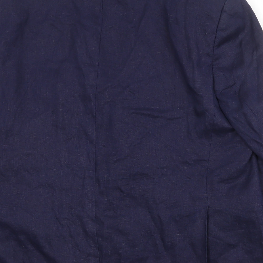 Peter Chr Mens Blue Linen Jacket Suit Jacket Size 46 Regular
