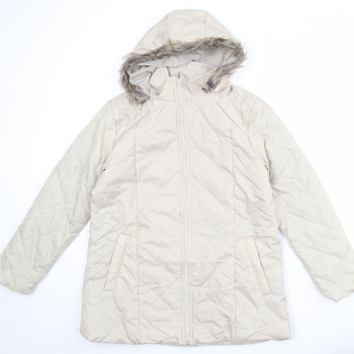 Anne de Lancay Womens Beige Puffer Jacket Jacket Size S Zip