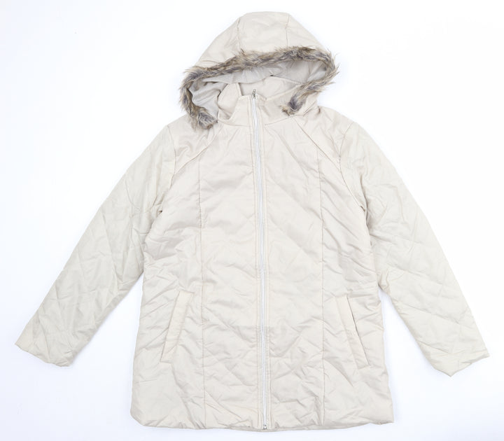 Anne de Lancay Womens Beige Puffer Jacket Jacket Size S Zip