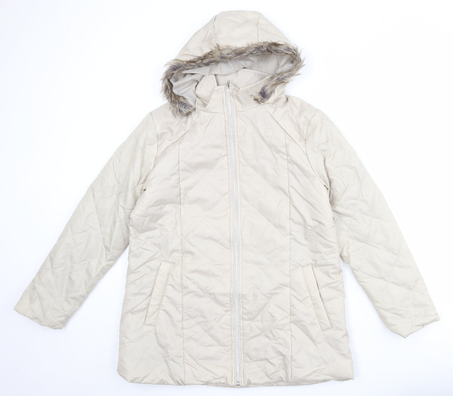 Anne de Lancay Womens Beige Puffer Jacket Jacket Size S Zip