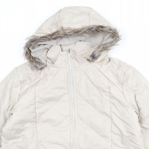 Anne de Lancay Womens Beige Puffer Jacket Jacket Size S Zip