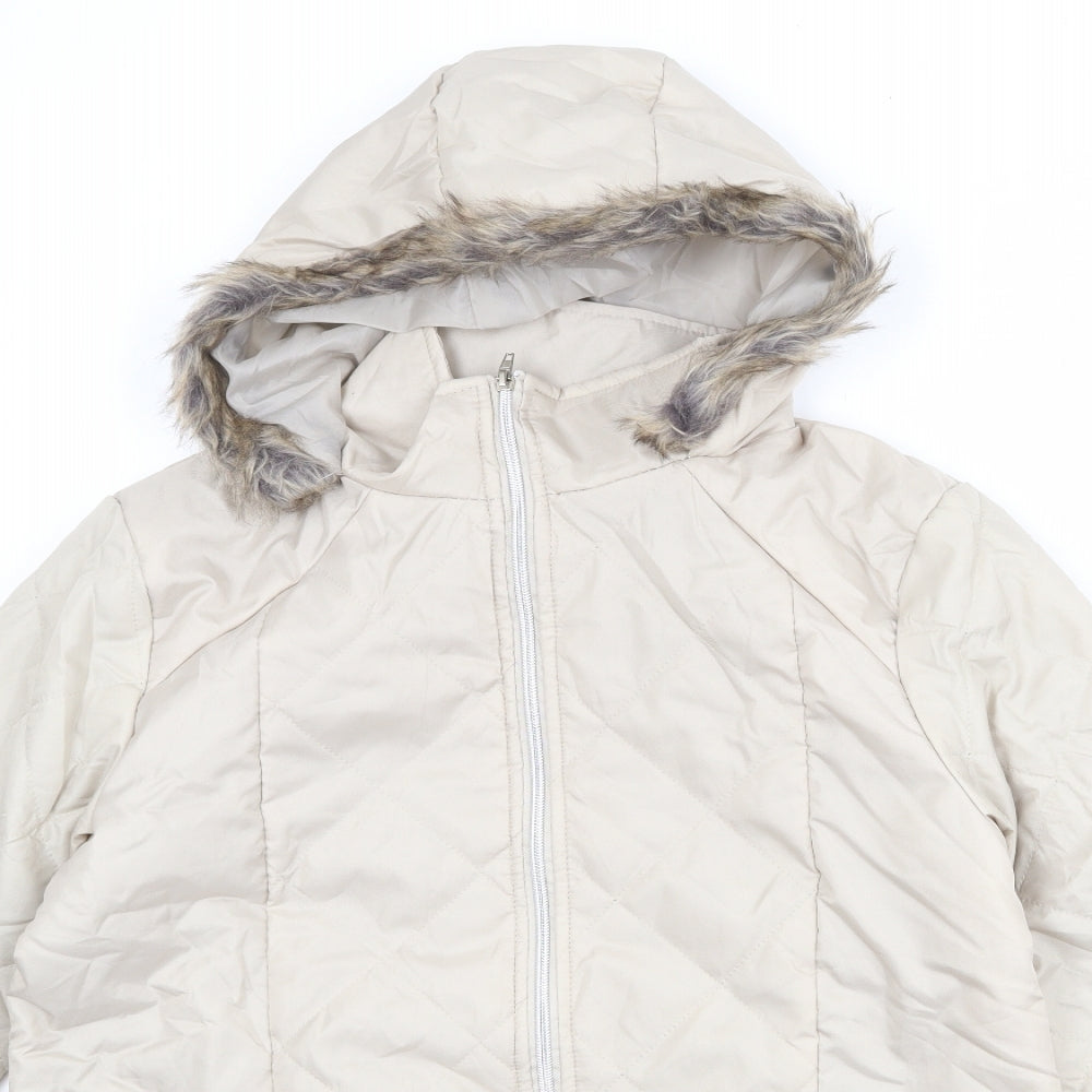 Anne de Lancay Womens Beige Puffer Jacket Jacket Size S Zip