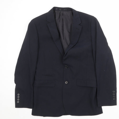 One Six Five Mens Blue Polyester Jacket Suit Jacket Size 36 Regular