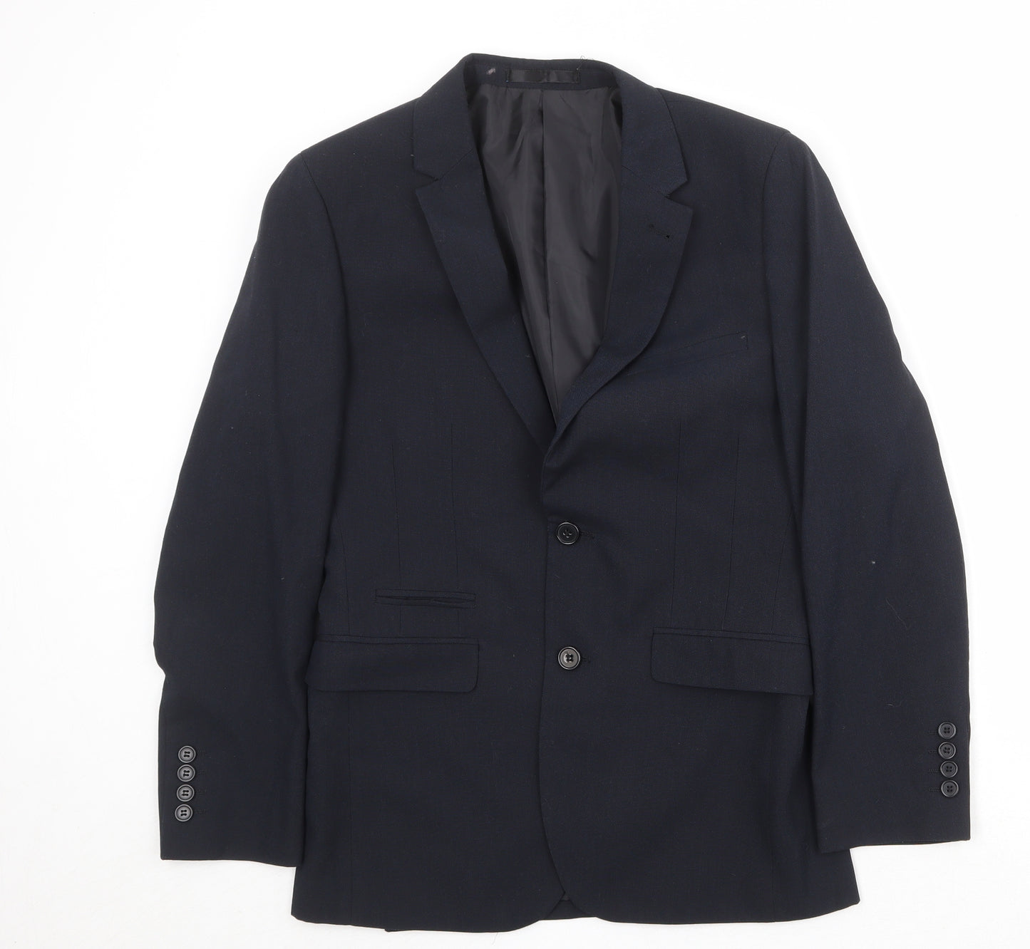 One Six Five Mens Blue Polyester Jacket Suit Jacket Size 36 Regular