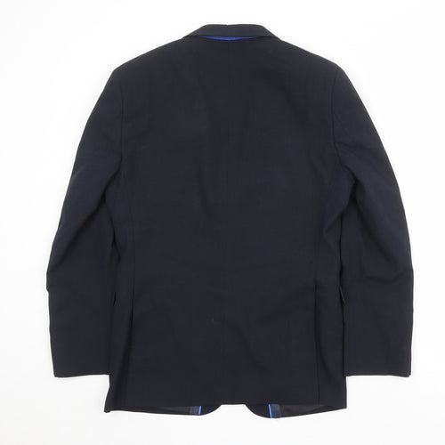 One Six Five Mens Blue Polyester Jacket Suit Jacket Size 36 Regular