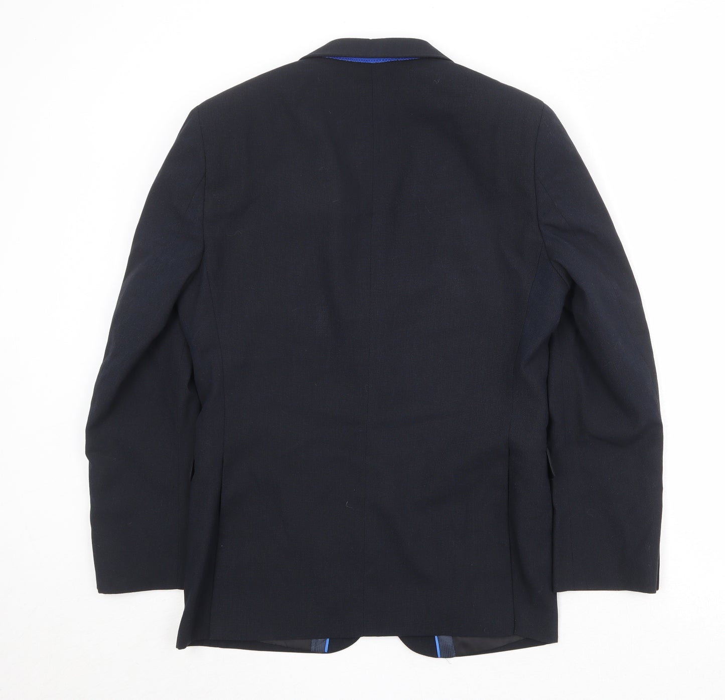 One Six Five Mens Blue Polyester Jacket Suit Jacket Size 36 Regular