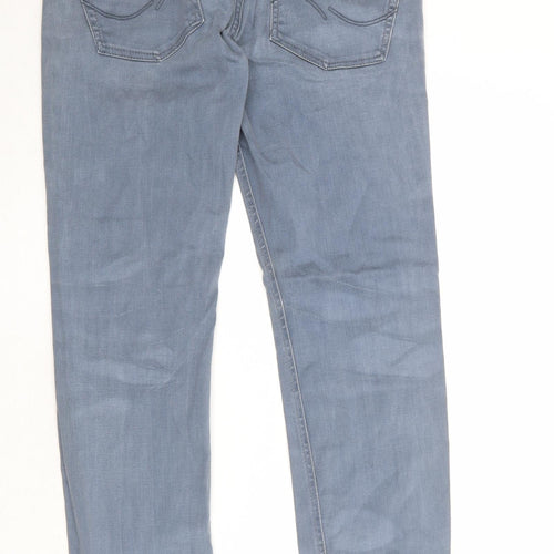 JACK & JONES Mens Blue Cotton Straight Jeans Size 34 in Regular Zip