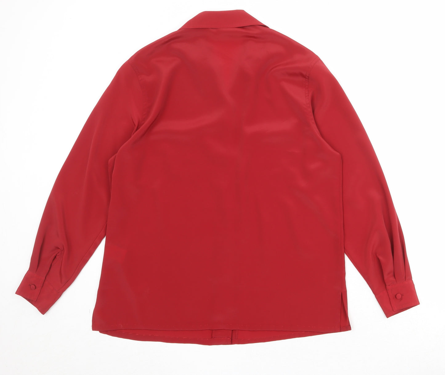 Essentials Womens Red Polyester Basic Button-Up Size 10 Collared
