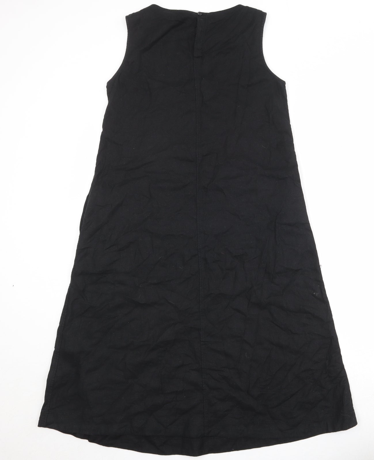 Uniqlo Womens Black Linen Trapeze & Swing Size XS Round Neck Button