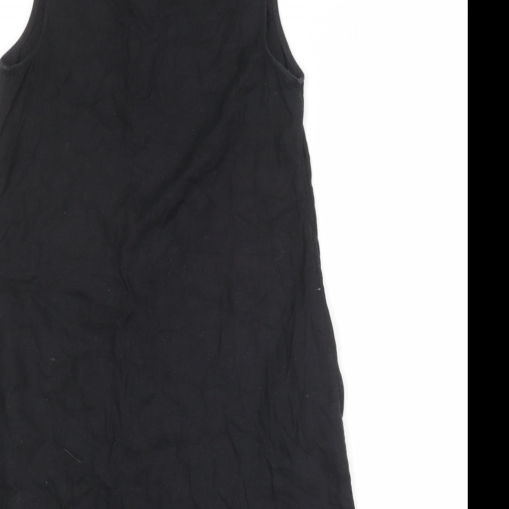 Uniqlo Womens Black Linen Trapeze & Swing Size XS Round Neck Button