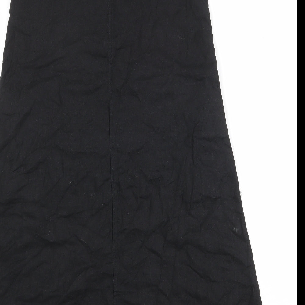 Uniqlo Womens Black Linen Trapeze & Swing Size XS Round Neck Button
