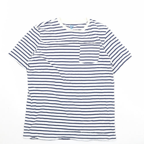 Very Boys Blue Striped 100% Cotton Pullover T-Shirt Size 14 Years Crew Neck Pullover