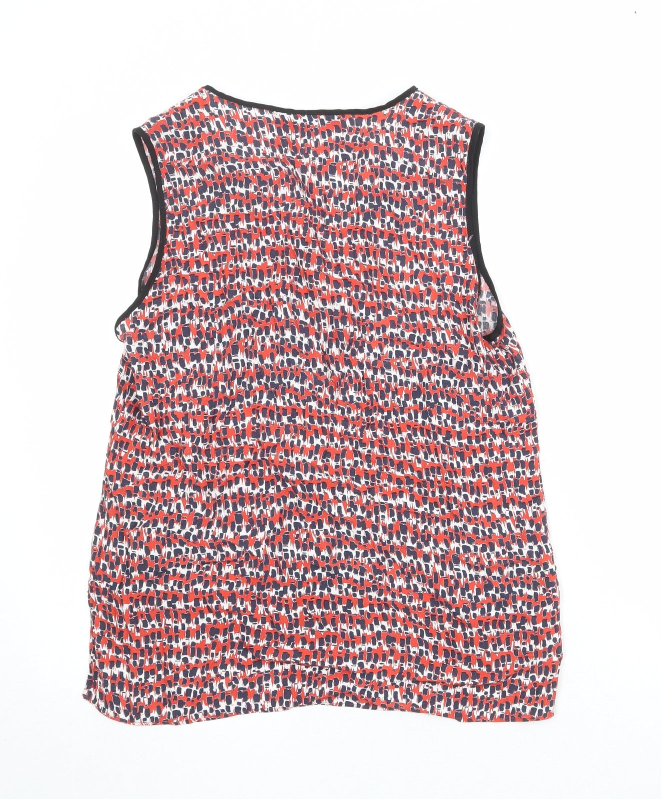 Zara Womens Red Geometric Polyester Basic Tank Size M V-Neck