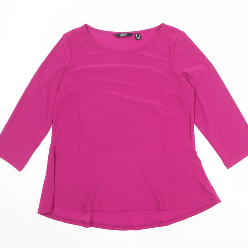 DENNIS Womens Purple Polyester Basic Blouse Size M Round Neck