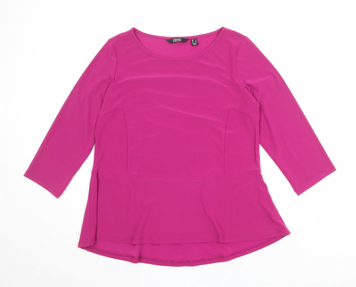 DENNIS Womens Purple Polyester Basic Blouse Size M Round Neck