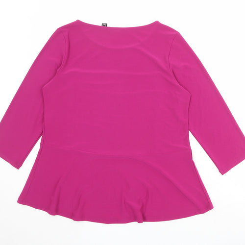 DENNIS Womens Purple Polyester Basic Blouse Size M Round Neck
