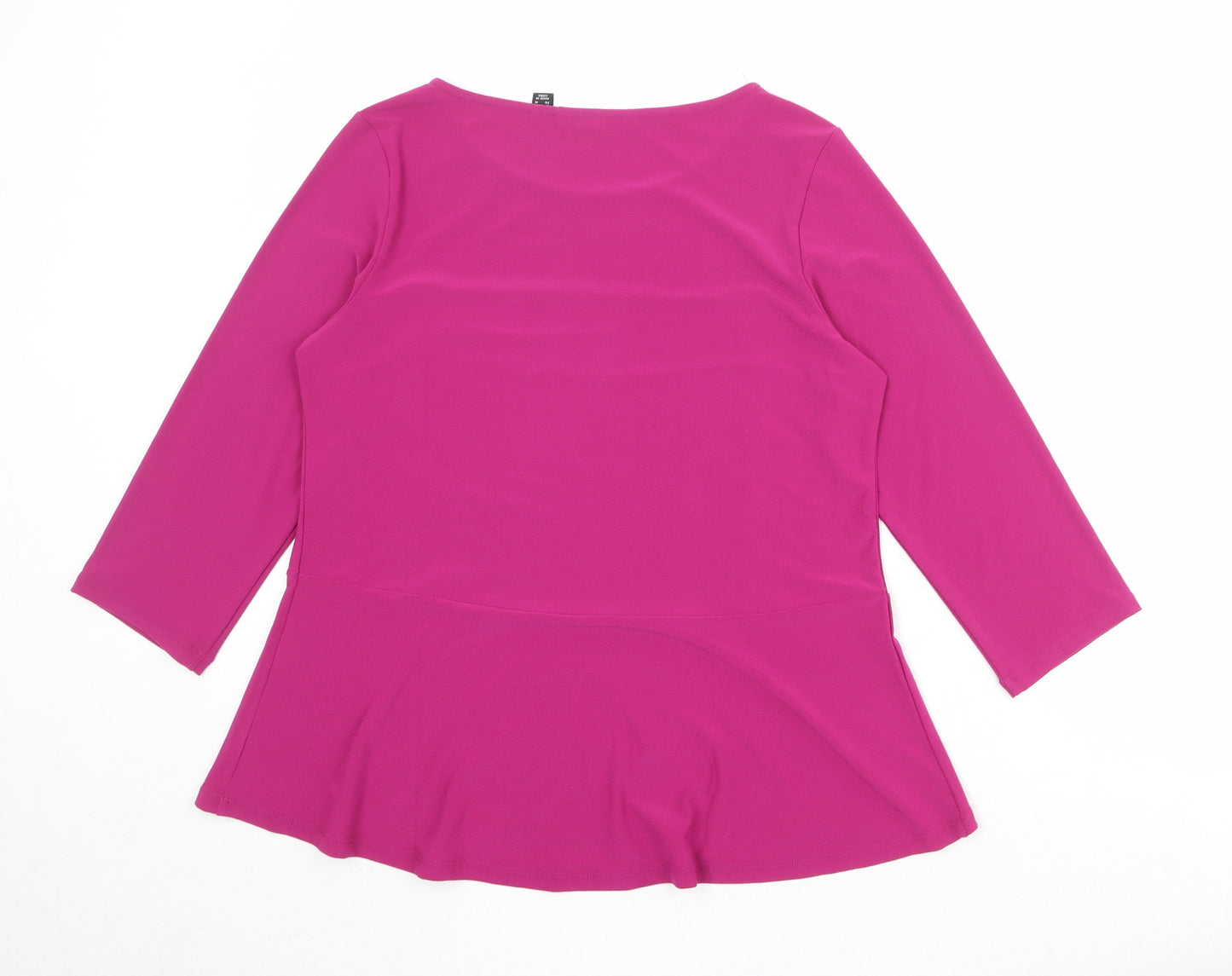DENNIS Womens Purple Polyester Basic Blouse Size M Round Neck