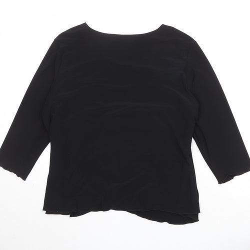 Saloos Womens Black Geometric Polyester Basic Blouse Size 2XL Round Neck