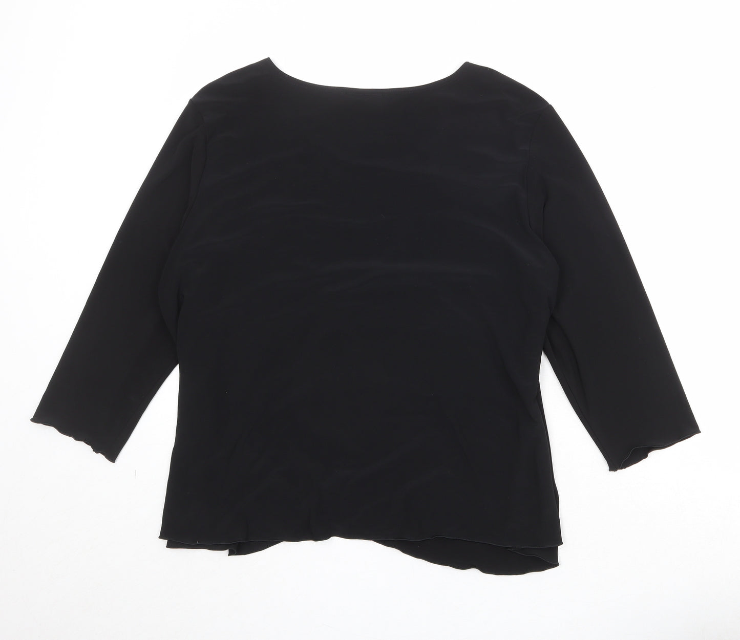 Saloos Womens Black Geometric Polyester Basic Blouse Size 2XL Round Neck