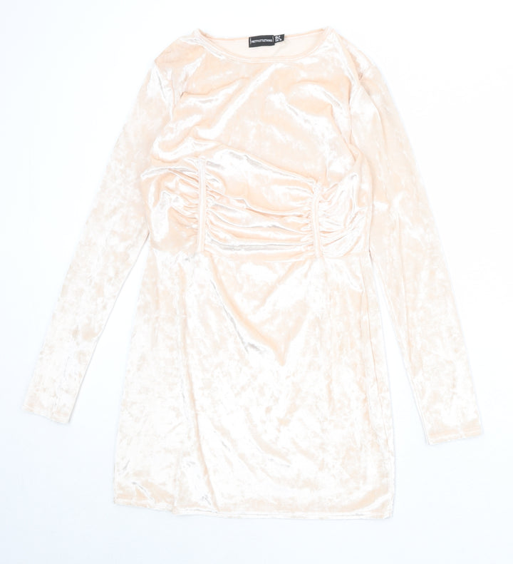 PRETTYLITTLETHING Womens Pink Polyester Mini Size 10 Round Neck Pullover