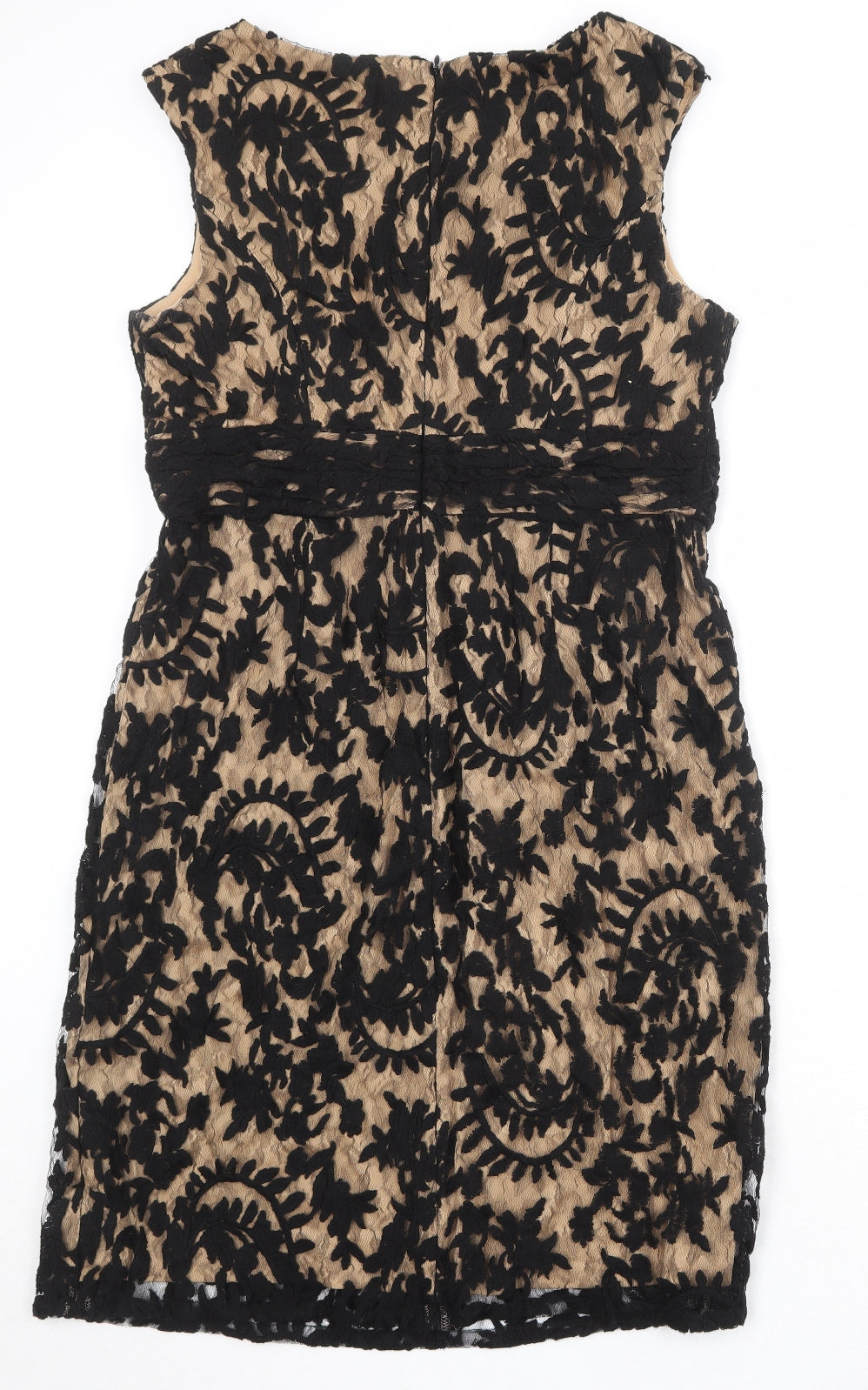 Adrianna Papell Womens Black Geometric Cotton Shift Size 18 Round Neck Zip