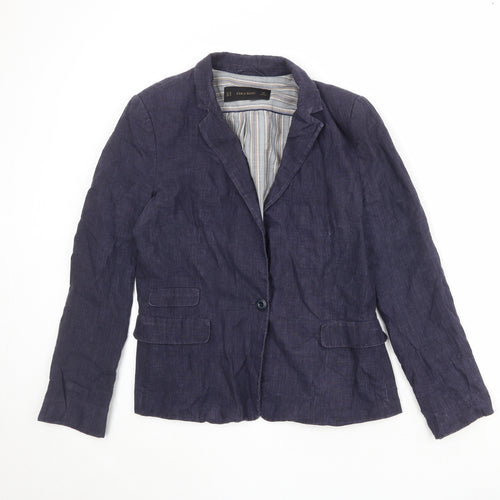 Zara Womens Blue Polyester Jacket Blazer Size XL