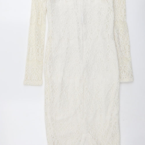 Edge Womens Ivory Polyester Shift Size 12 V-Neck Zip