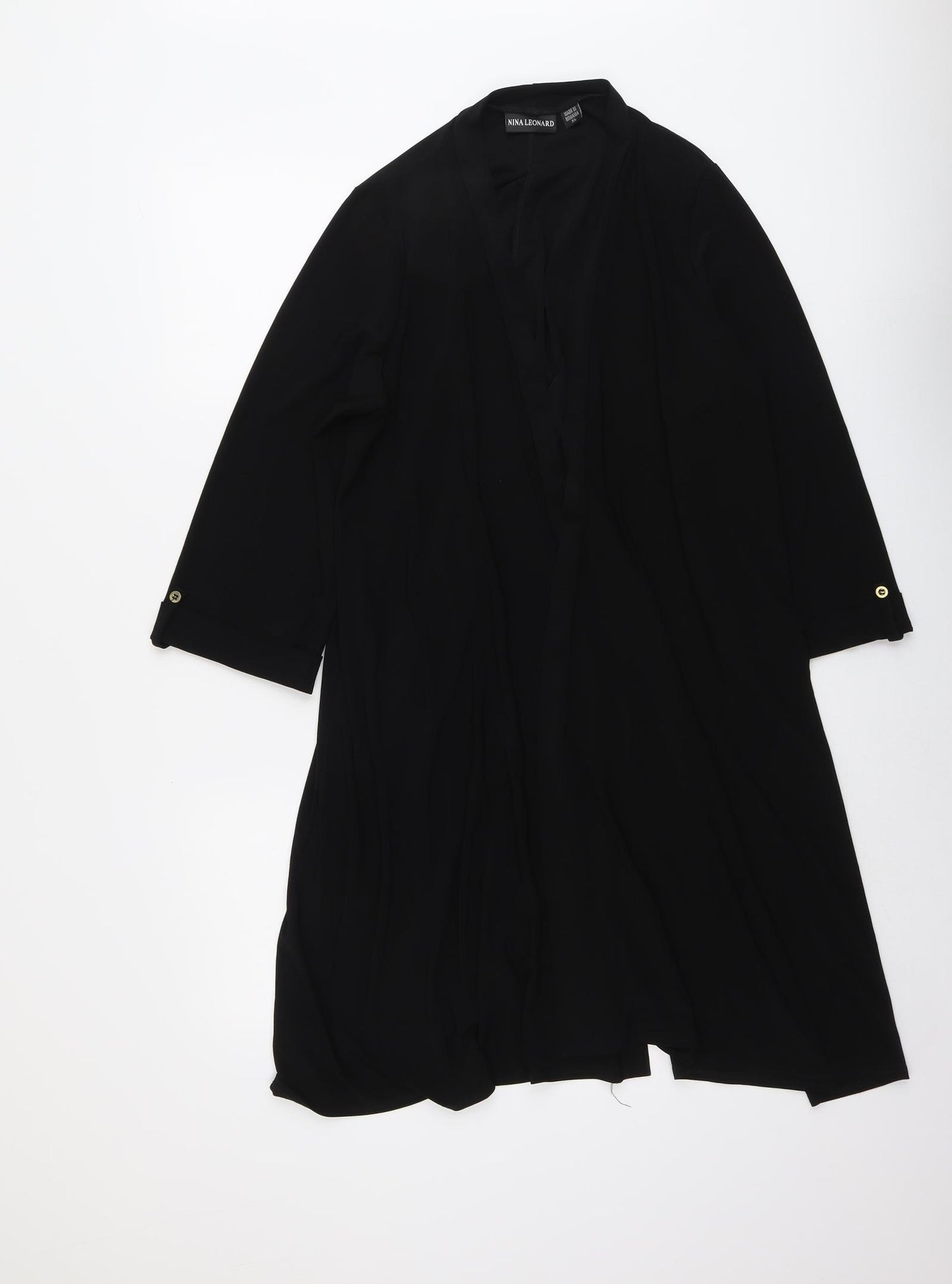 Nina Leonard Womens Black Overcoat Coat Size XL