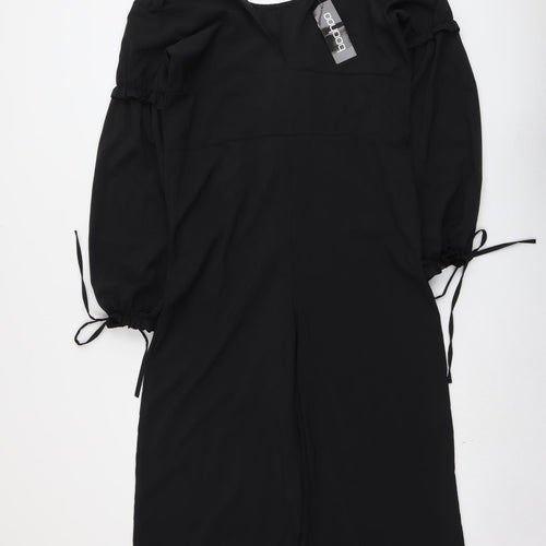 Boohoo Womens Black Polyester Jumpsuit One-Piece Size 8 Pullover - Tie Sleeve Detail