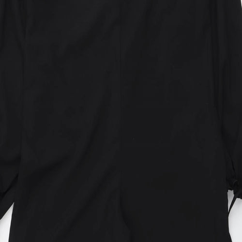 Boohoo Womens Black Polyester Jumpsuit One-Piece Size 8 Pullover - Tie Sleeve Detail